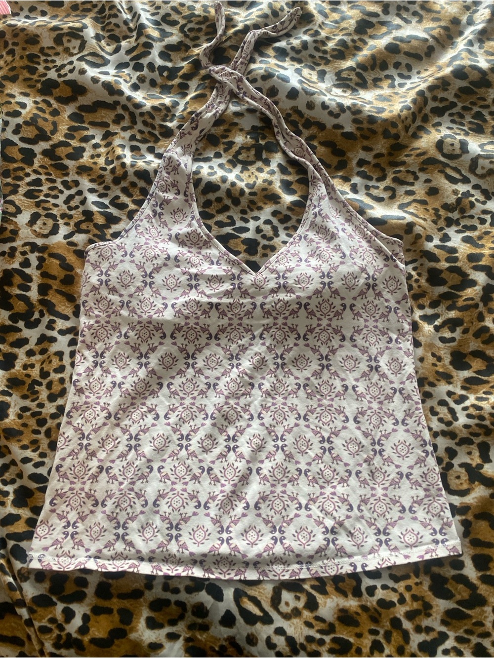 Cute Bird Print Y2K Halter Top